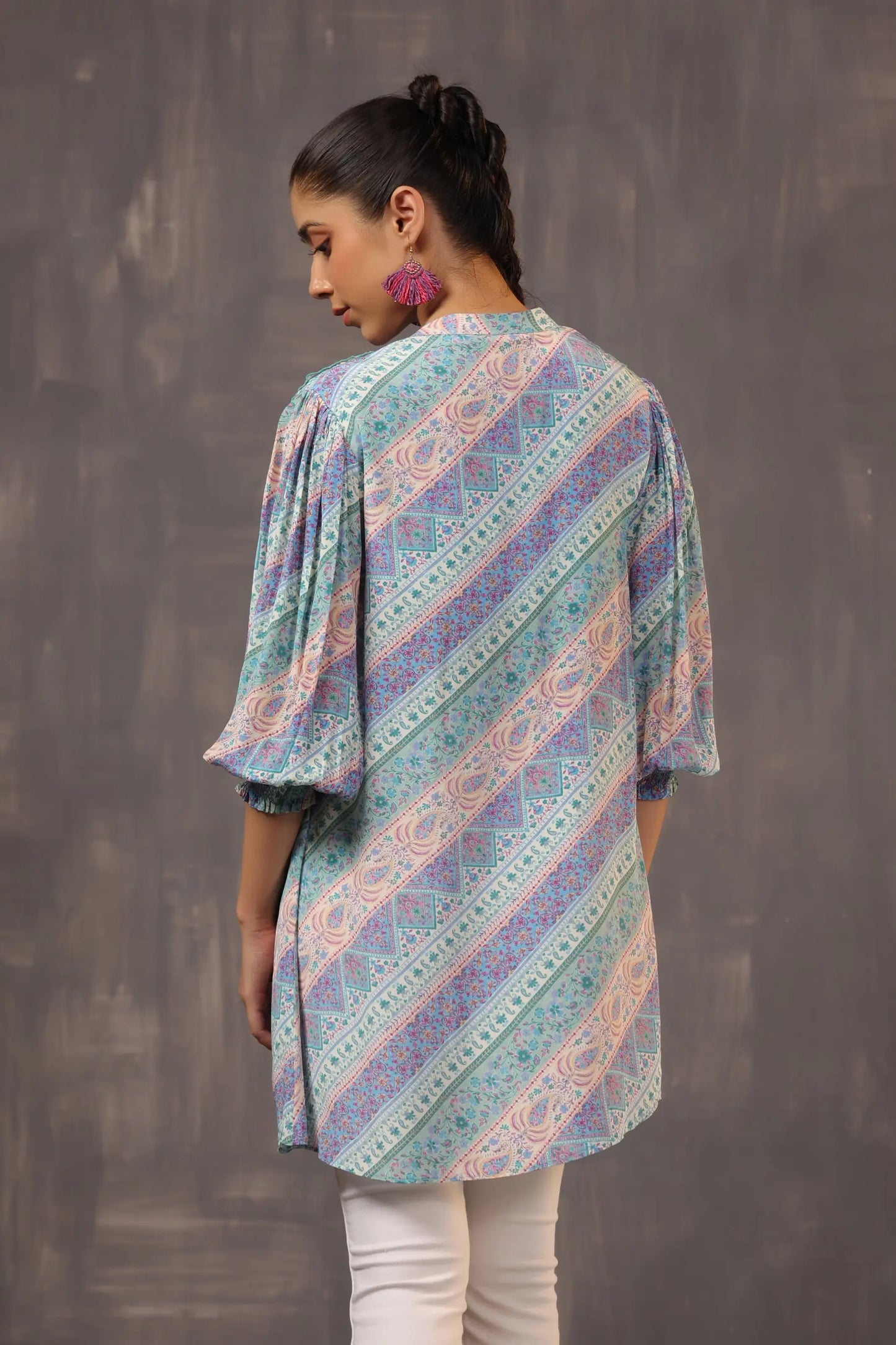 Printed Short Top with Light Embellish