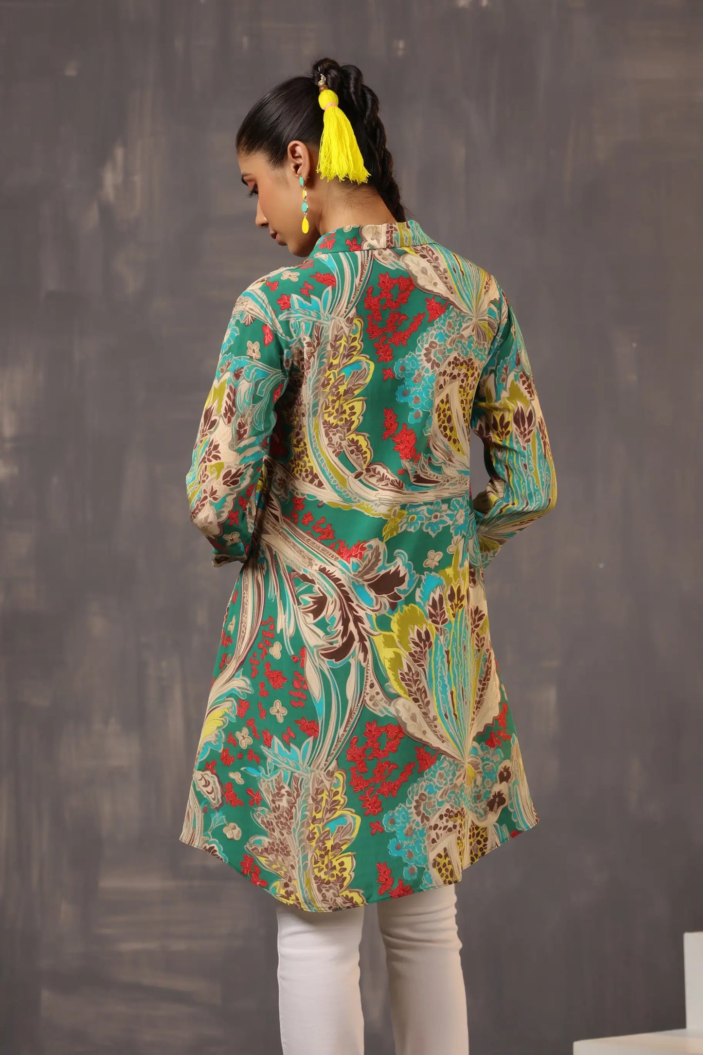 Printed Short Top with Light Embellish