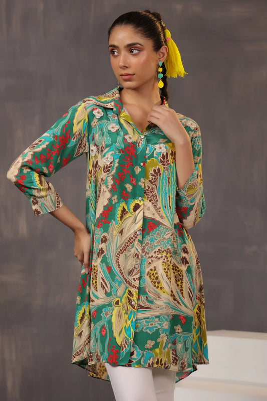 Printed Short Top with Light Embellish