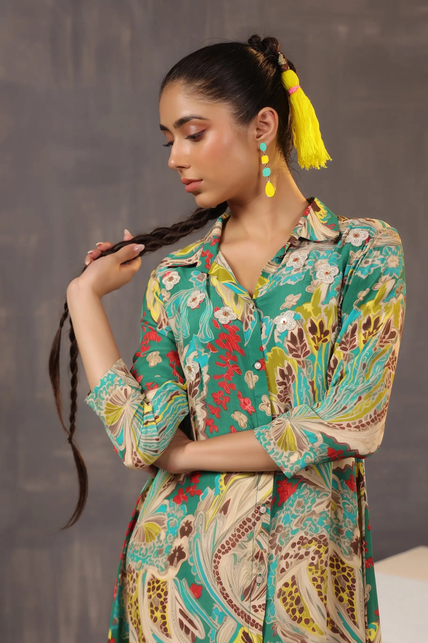 Printed Short Top with Light Embellish