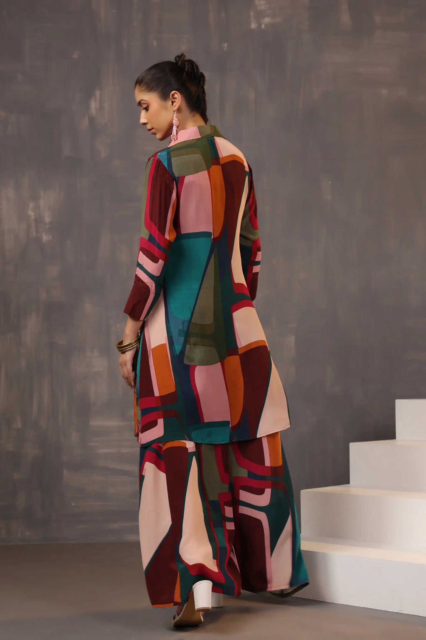 Abstaract Print Top with Co-Ordinated Plalazzo