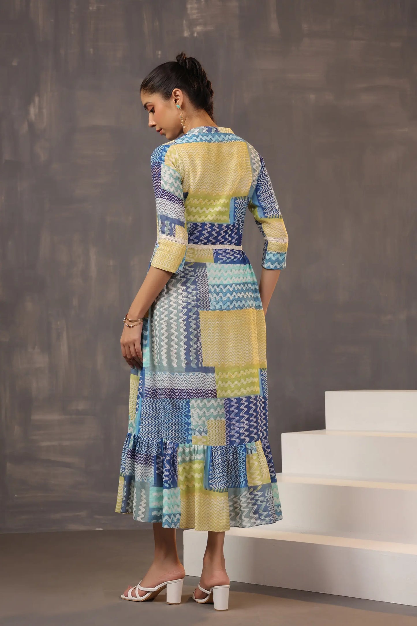 Abstract Collage Printed Dress