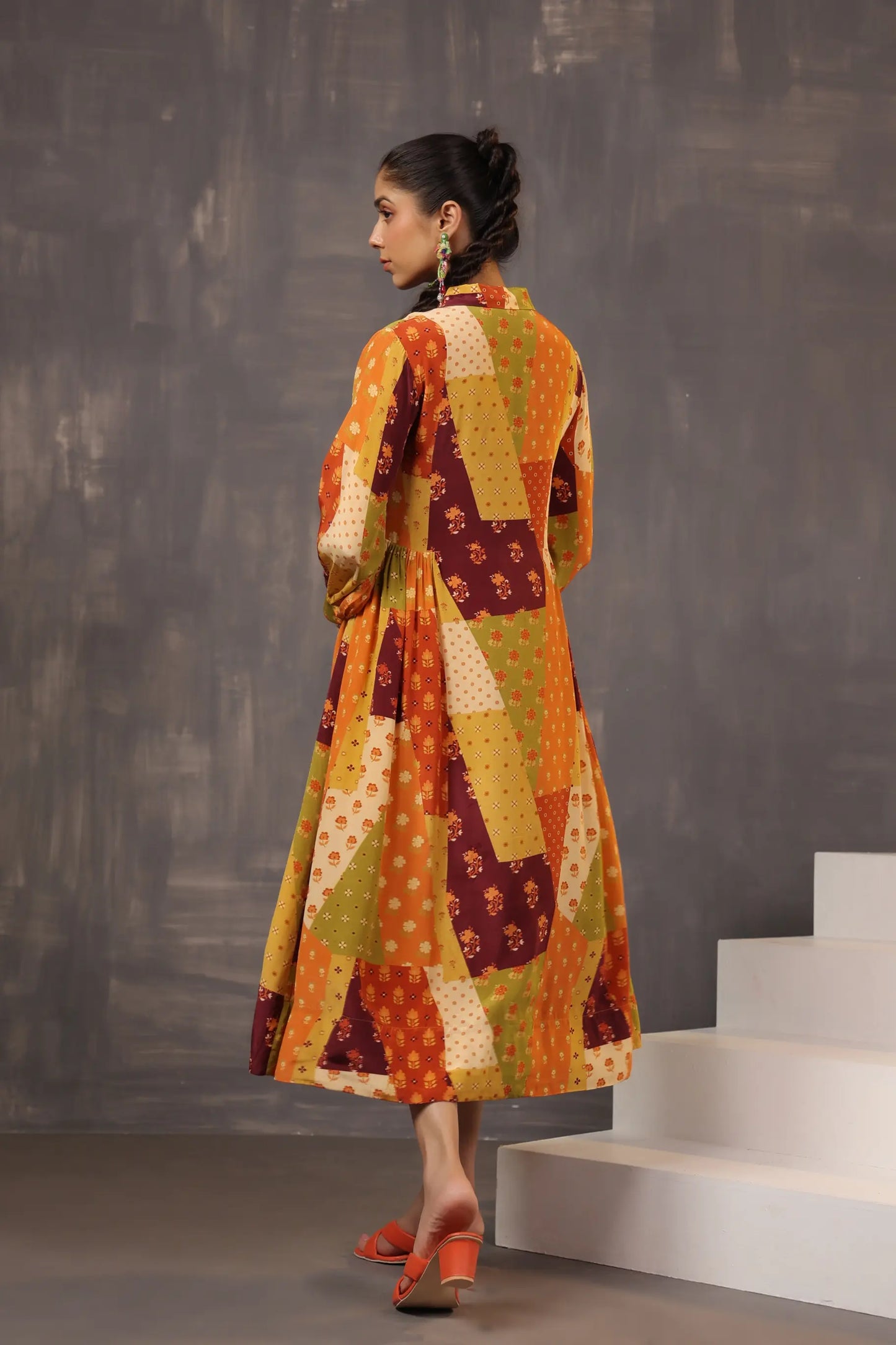 Knee Length Traditional Printed Dress