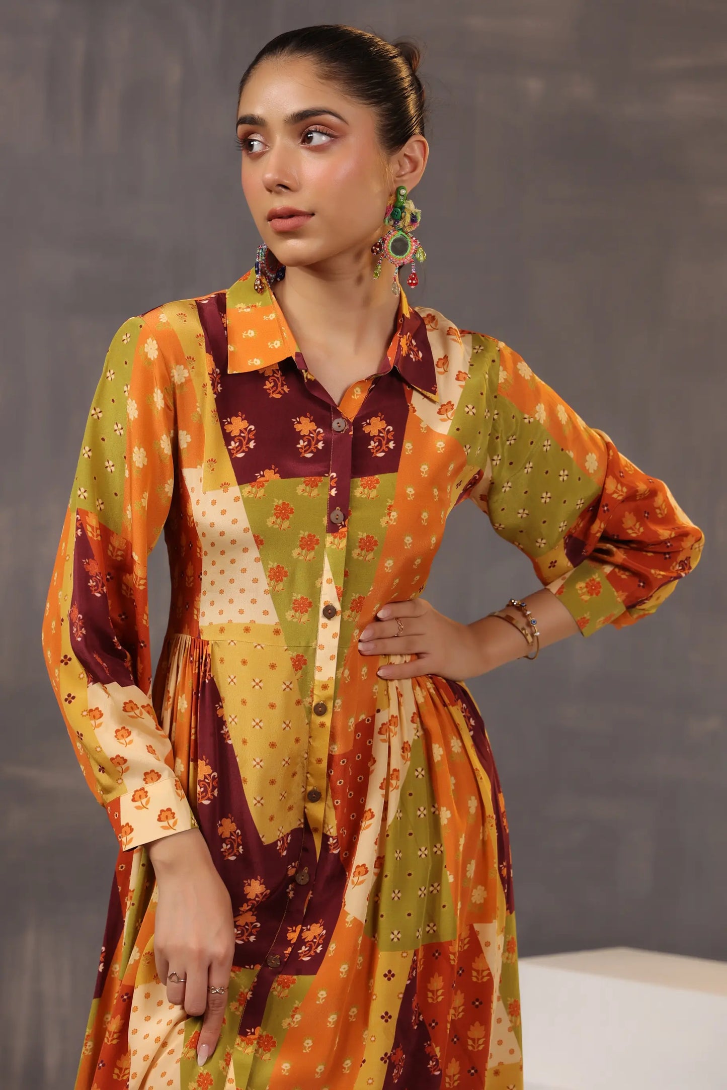 Knee Length Traditional Printed Dress