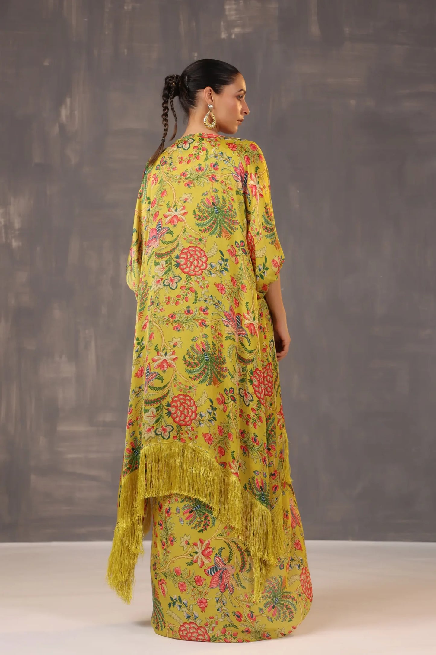 Printed Dhoti Pant with Printed Jacket and heavy Blouse