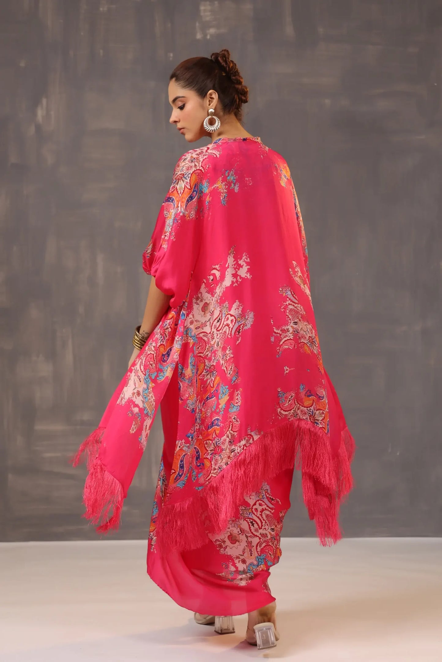 Printed Dhoti Pant with Printed Jacket and heavy Blouse