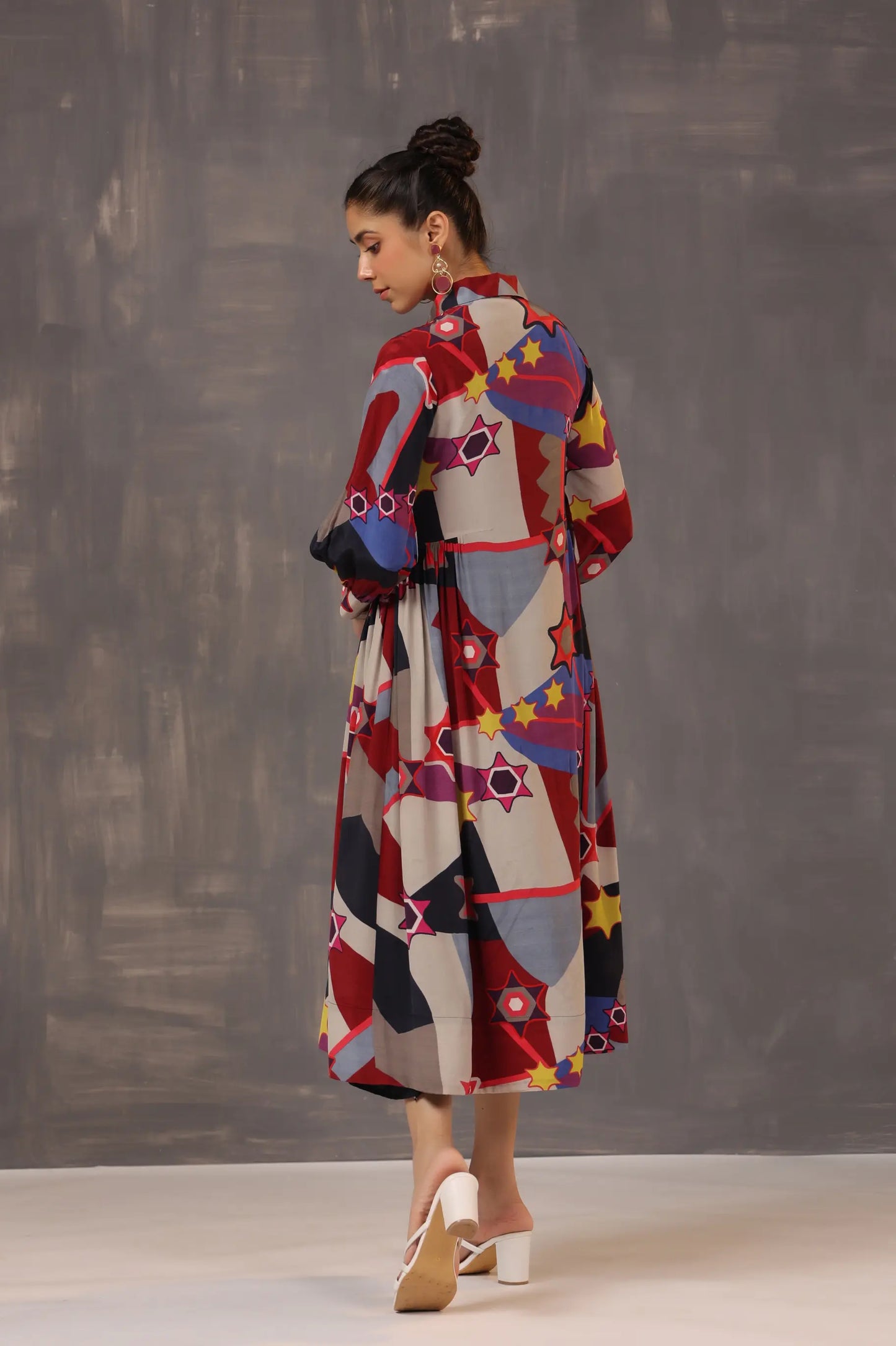 Knee Length Graphical Printed Dress