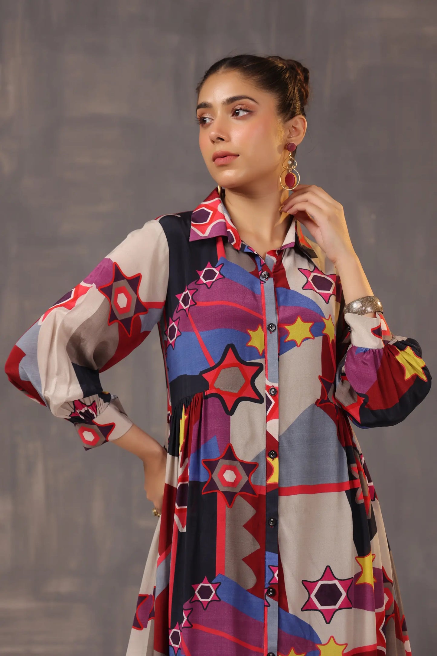 Knee Length Graphical Printed Dress