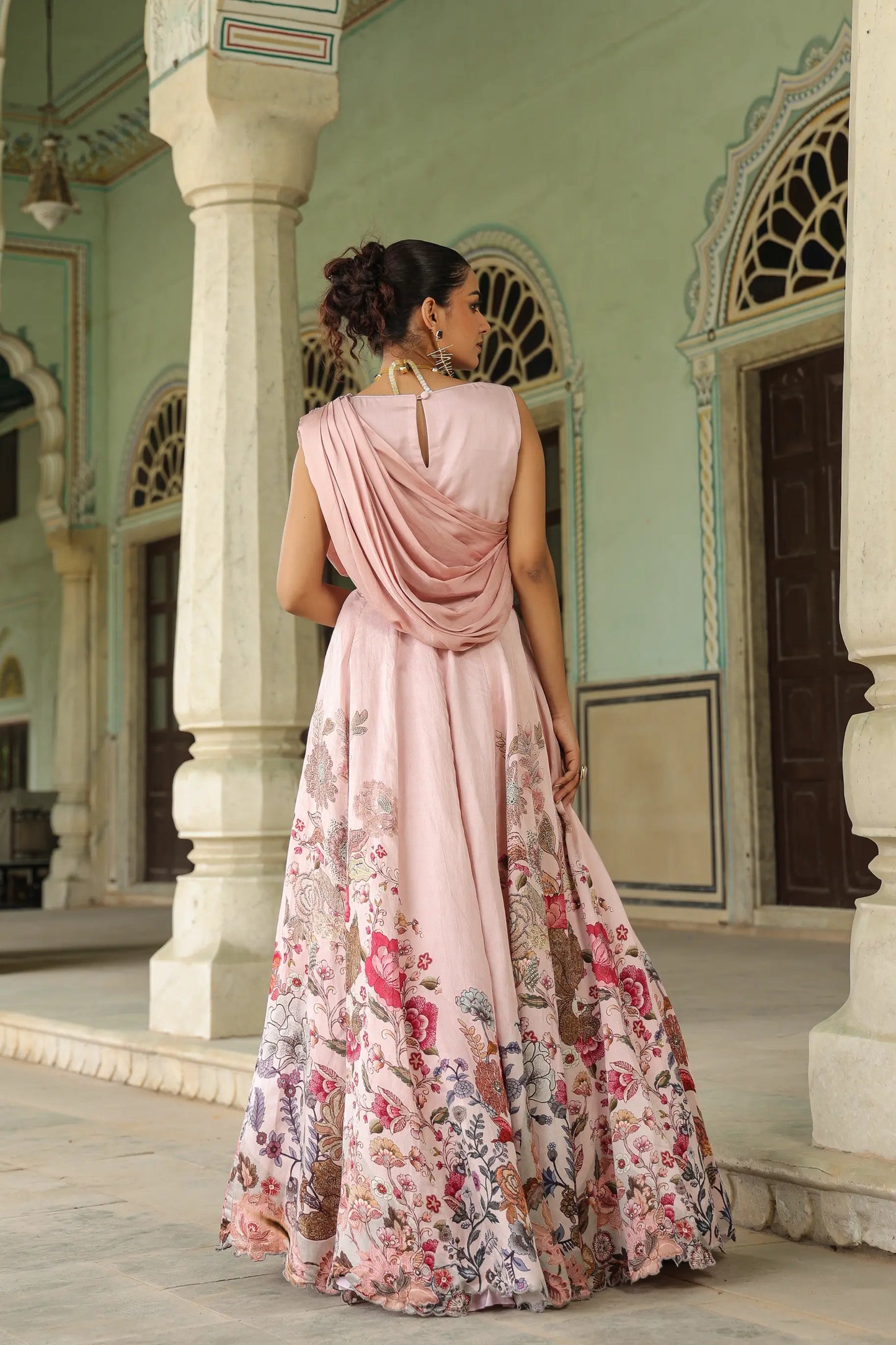 Pink peache colour lehanga with stylist blouse