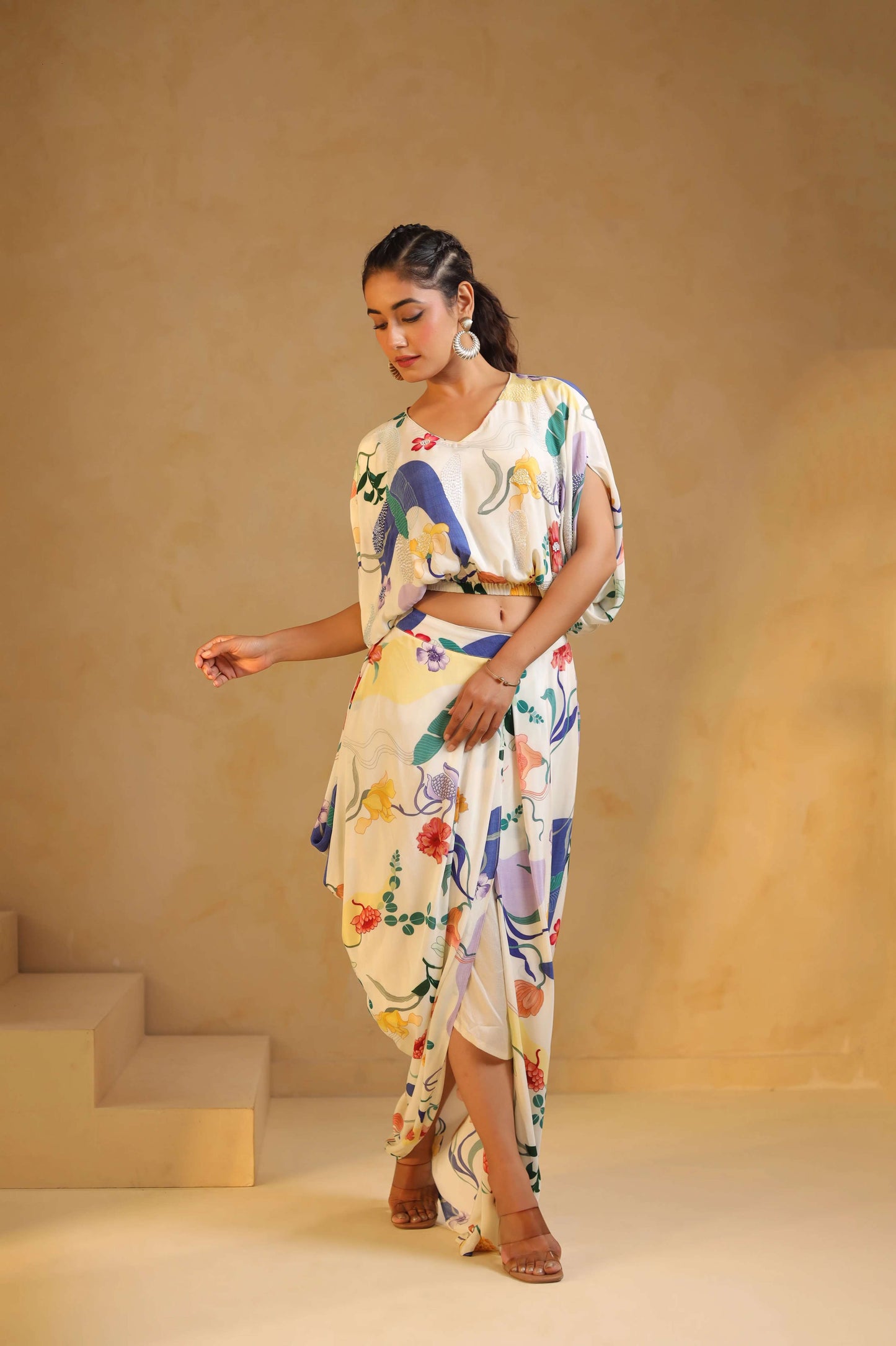 Dhoti with Cowl Top Set