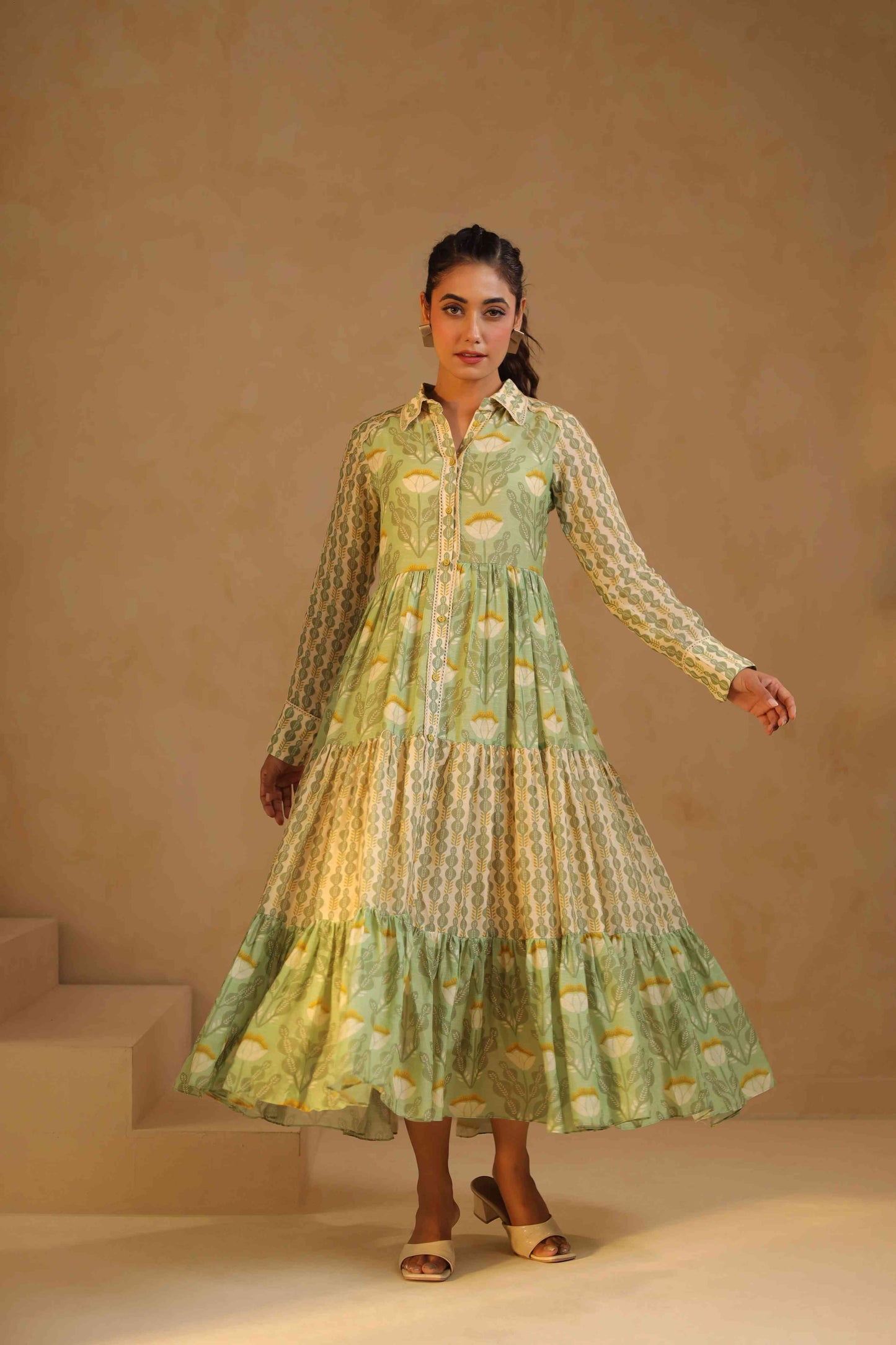 Linen Flayered Dress