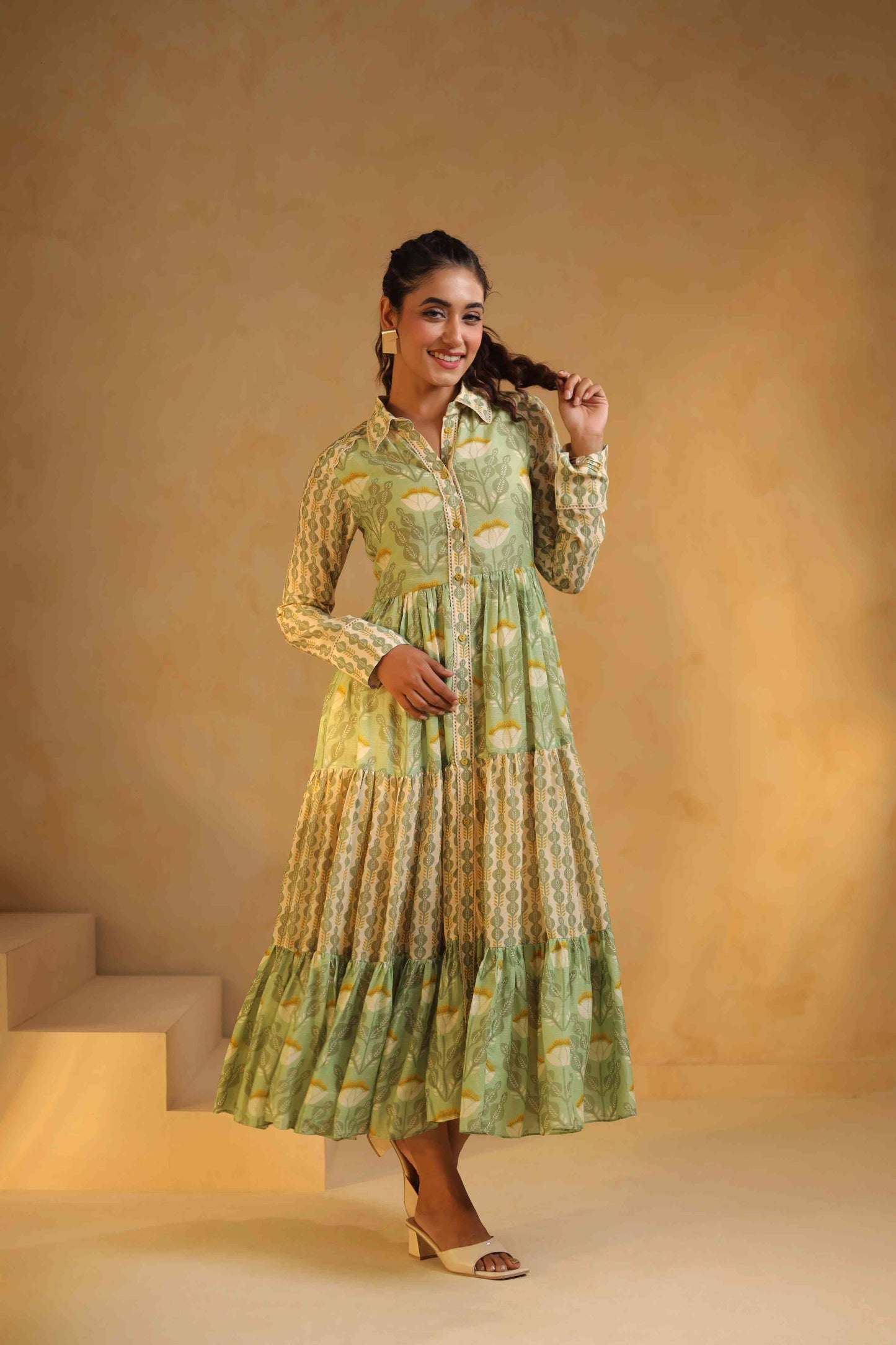 Linen Flayered Dress