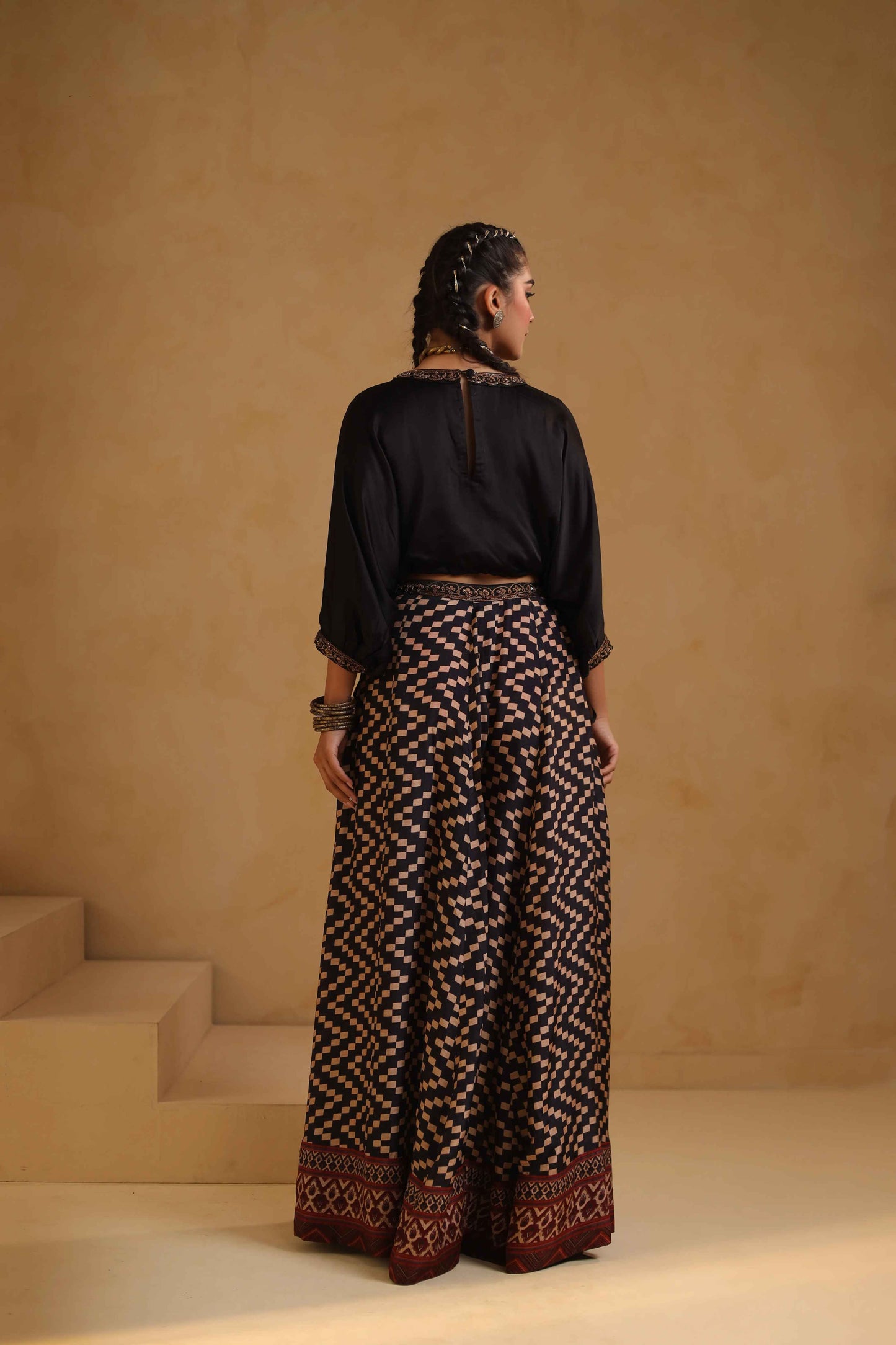 Abstact Palazzo with Cowl Top