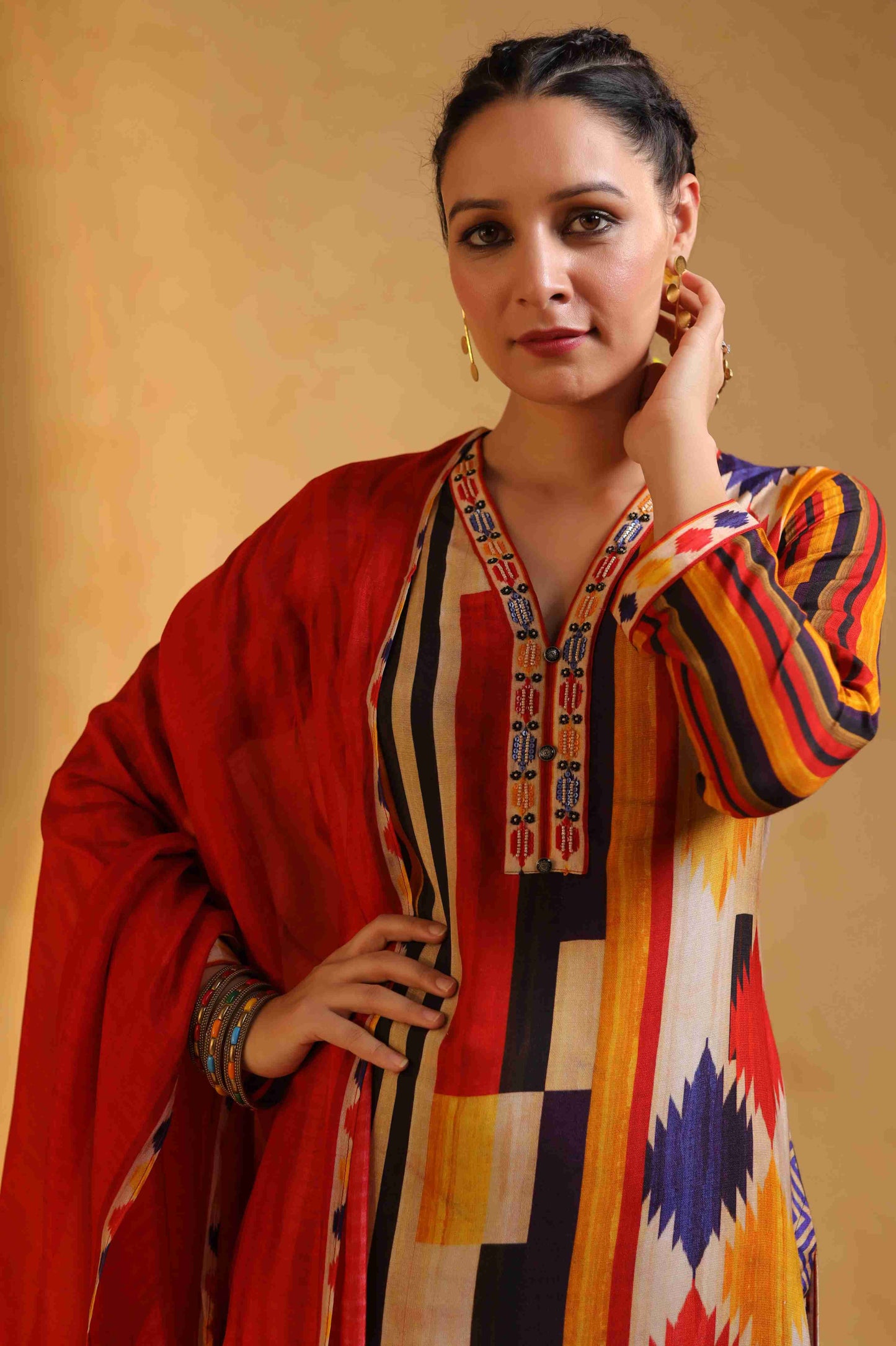 Abstact Print Suit Set