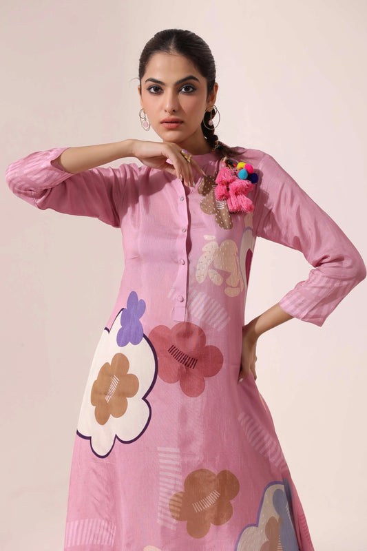 Fancy Cut Printed Kurti with Pant