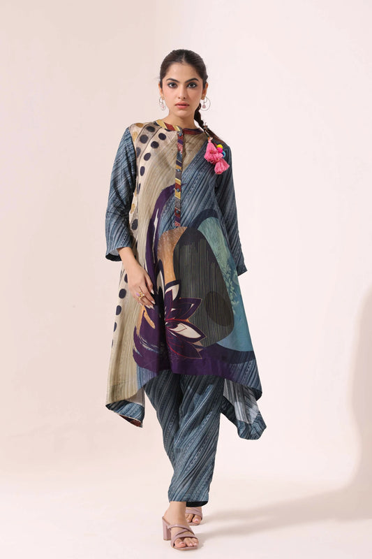 Fancy Cut Printed Kurti with Pant