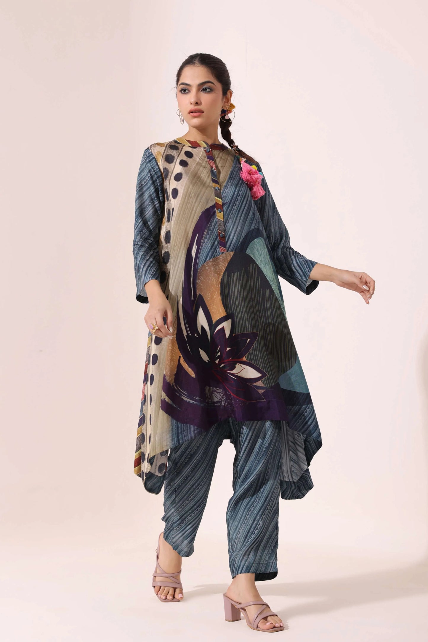 Fancy Cut Printed Kurti with Pant