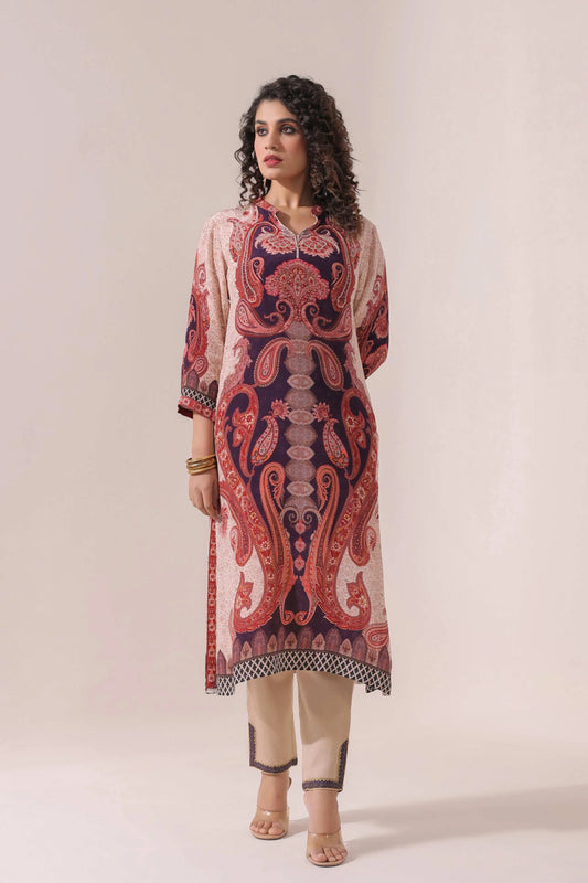Traditional print straight kurti with Straight pant