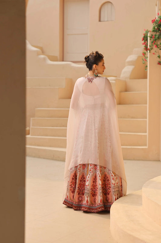 Traditional Kashmiri Print Lehanga with Fully embroidired Blouse & Dupatta