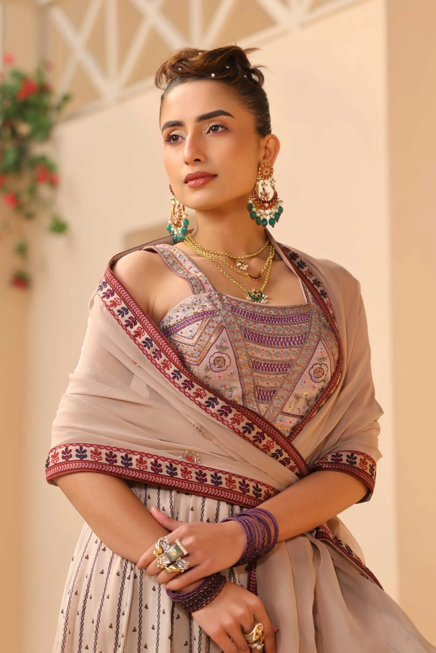 Traditional Print Lehanga with Fully embroidired Blouse & Dupatta