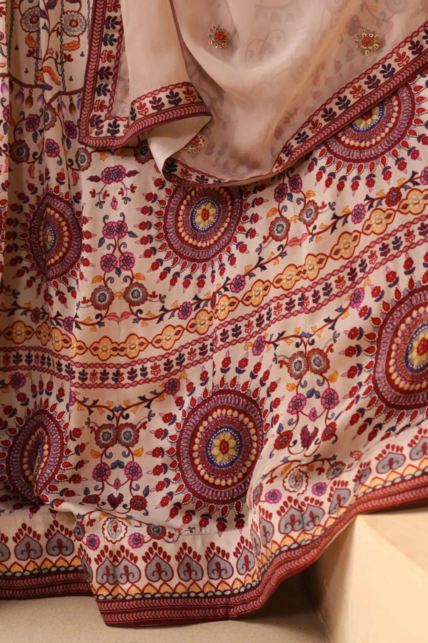 Traditional Print Lehanga with Fully embroidired Blouse & Dupatta
