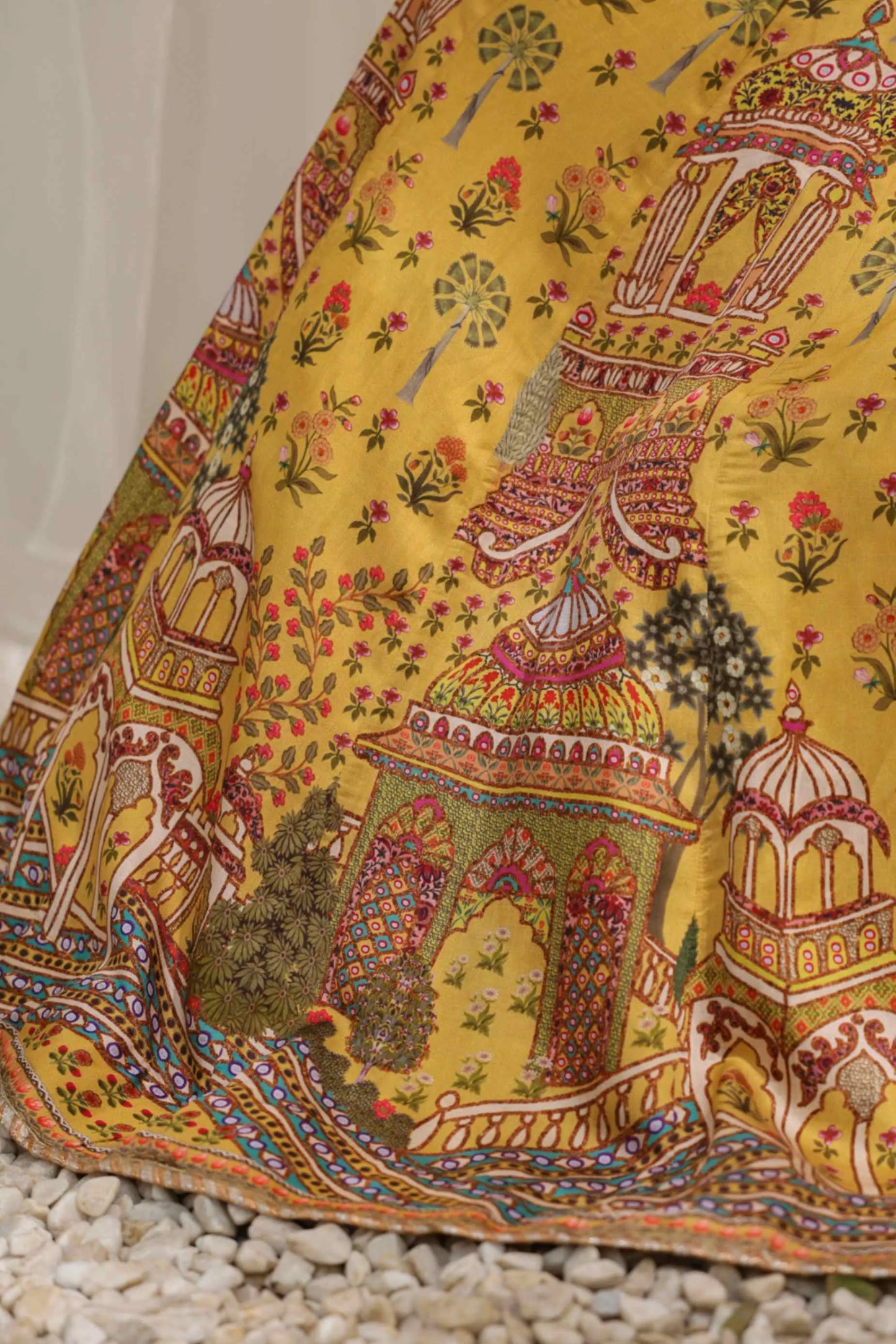 Traditional Print & Embroidery Embellished Mustard Yellow Lehanga with Jackets