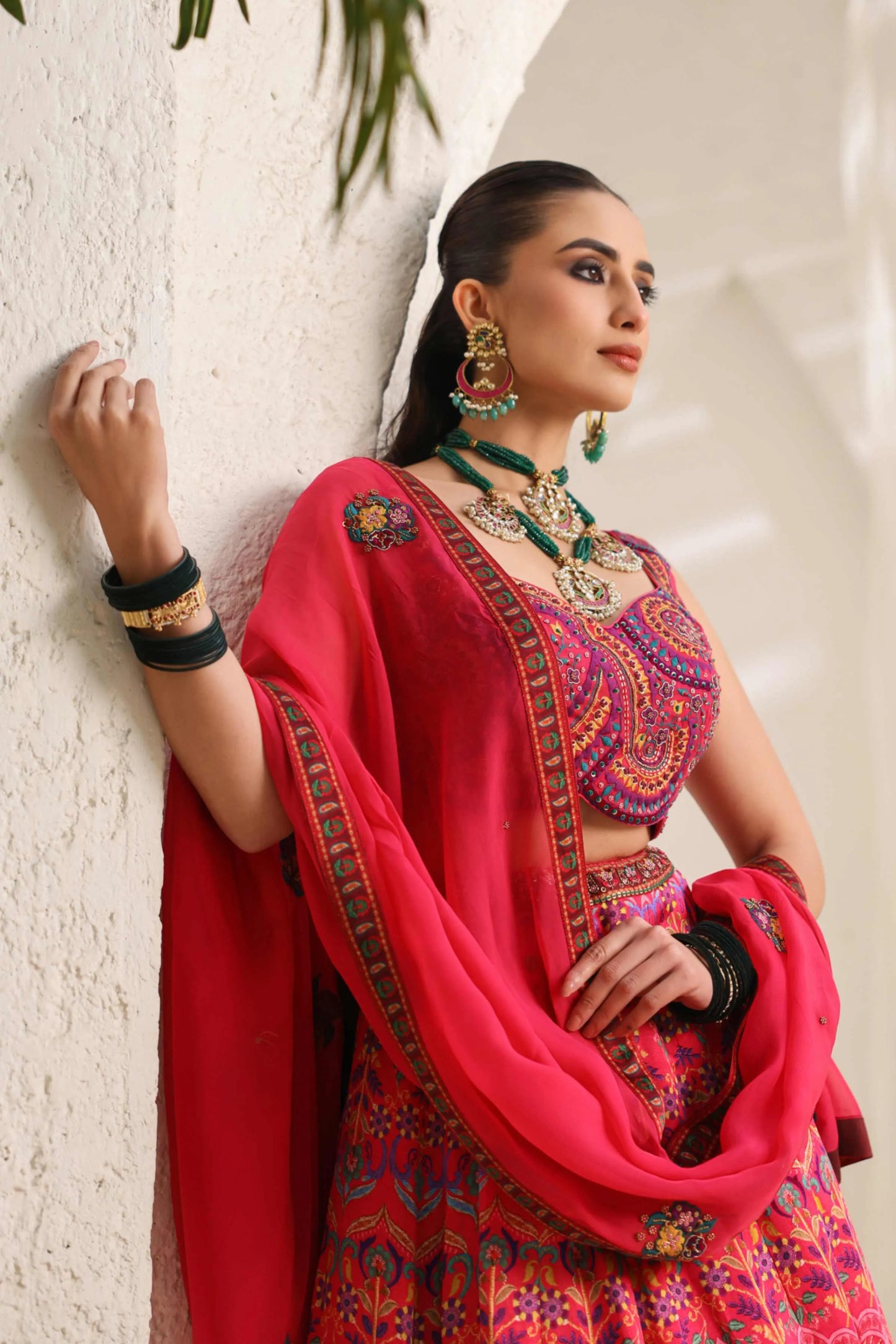 Rani ColourTraditional Print Lehanga with Fully embroidired Blouse & Dupatta