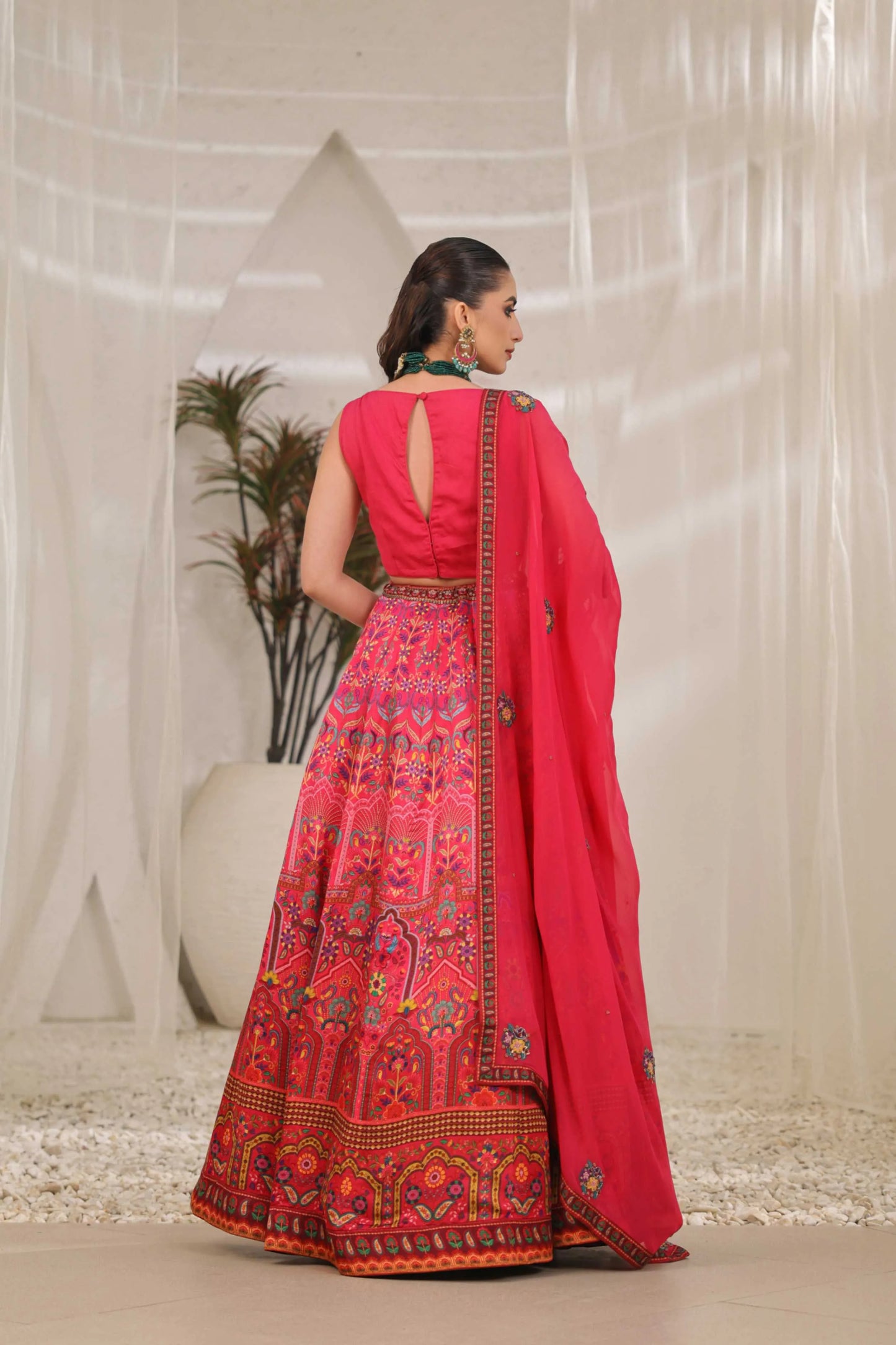 Rani ColourTraditional Print Lehanga with Fully embroidired Blouse & Dupatta