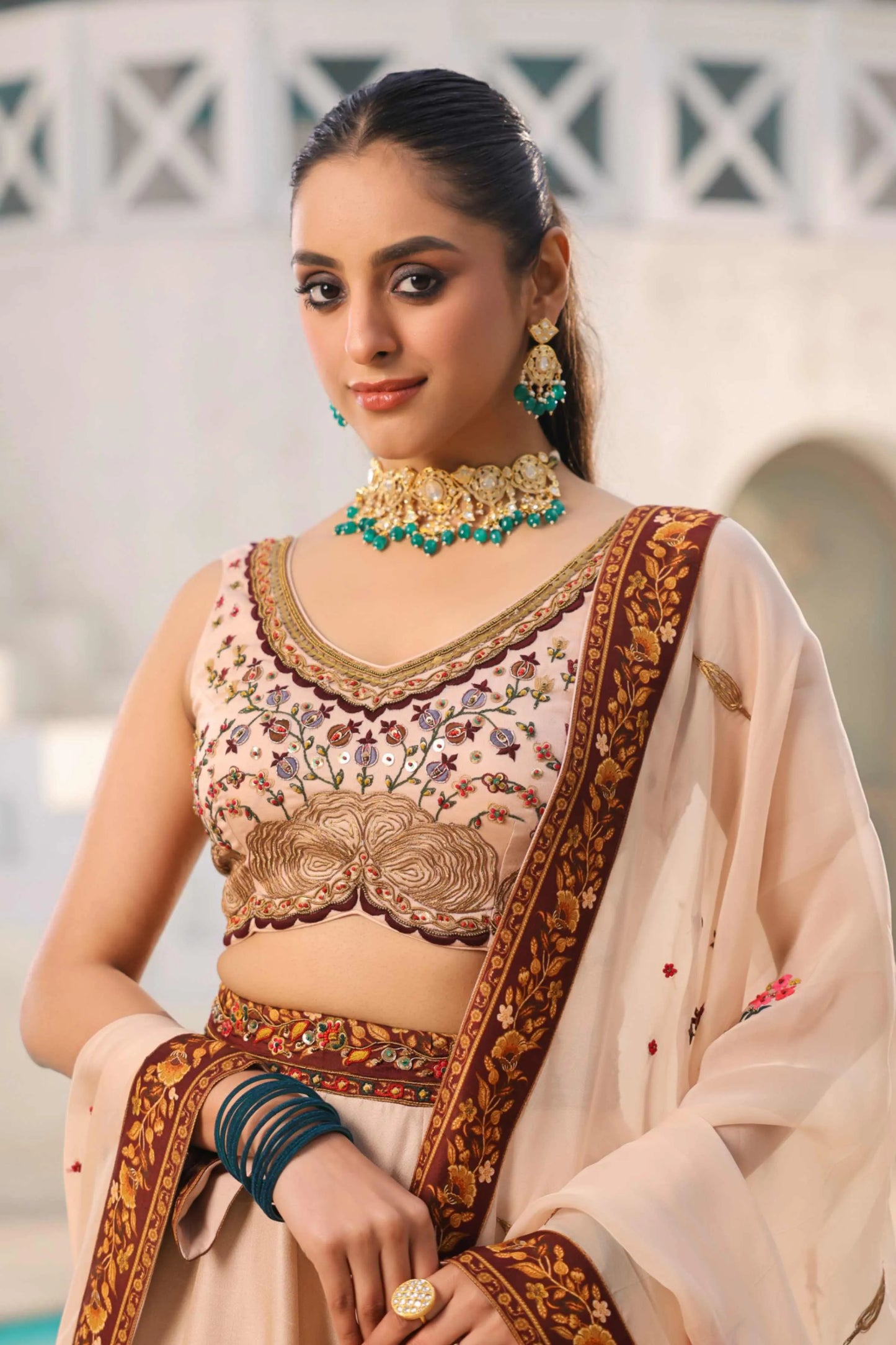Traditional Print Lehanga with Fully embroidired Blouse & Dupatta