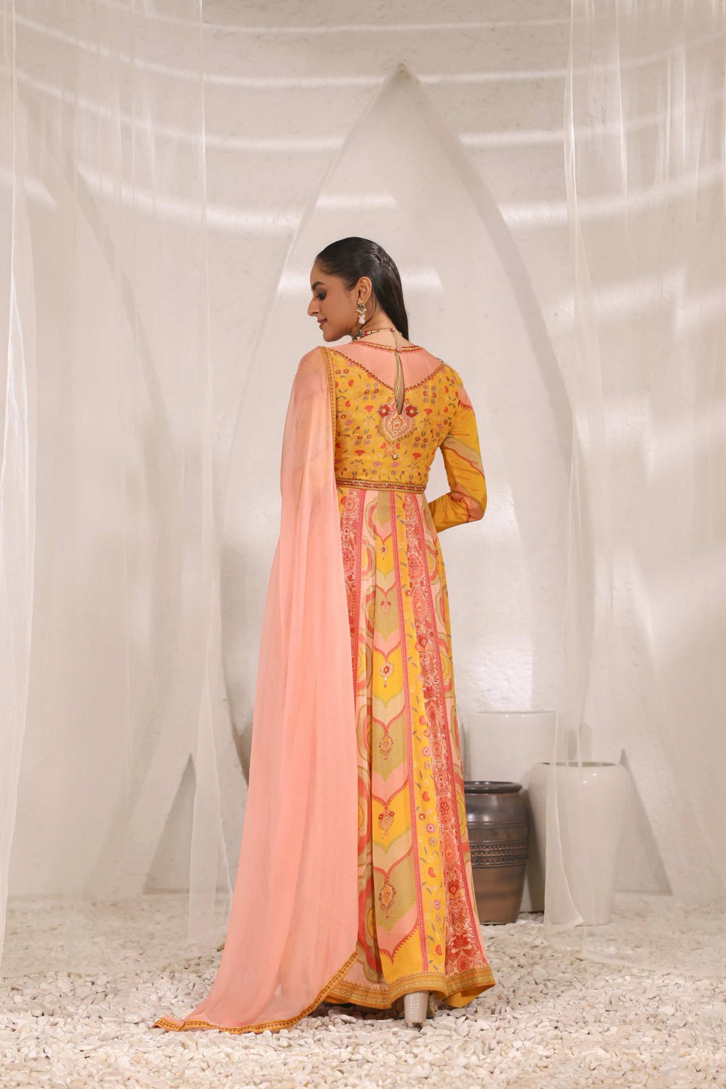 Traditional print Gown with Dupatta