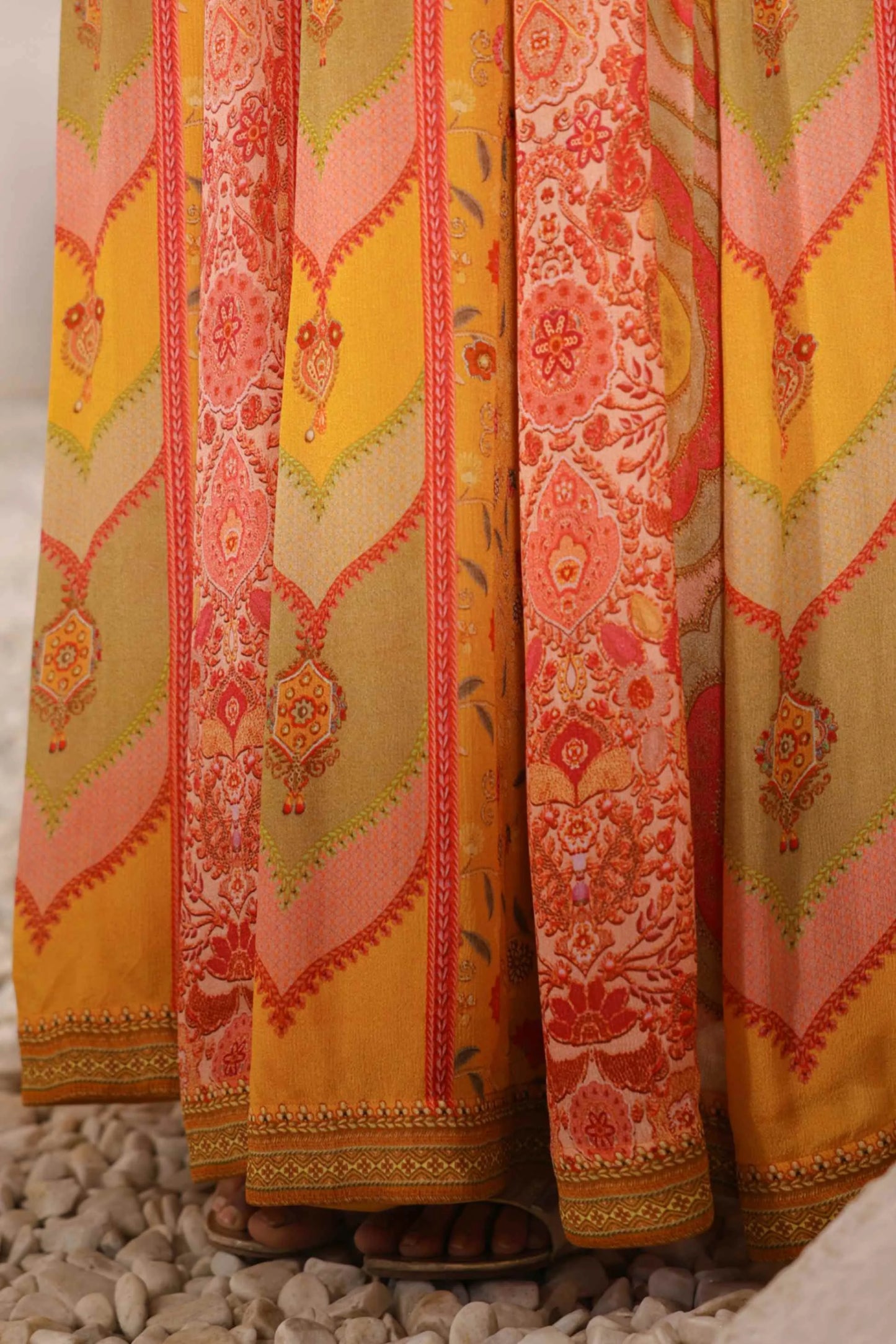 Traditional print Gown with Dupatta