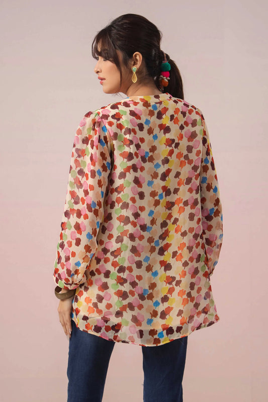 Printed Short Top with embellished Top