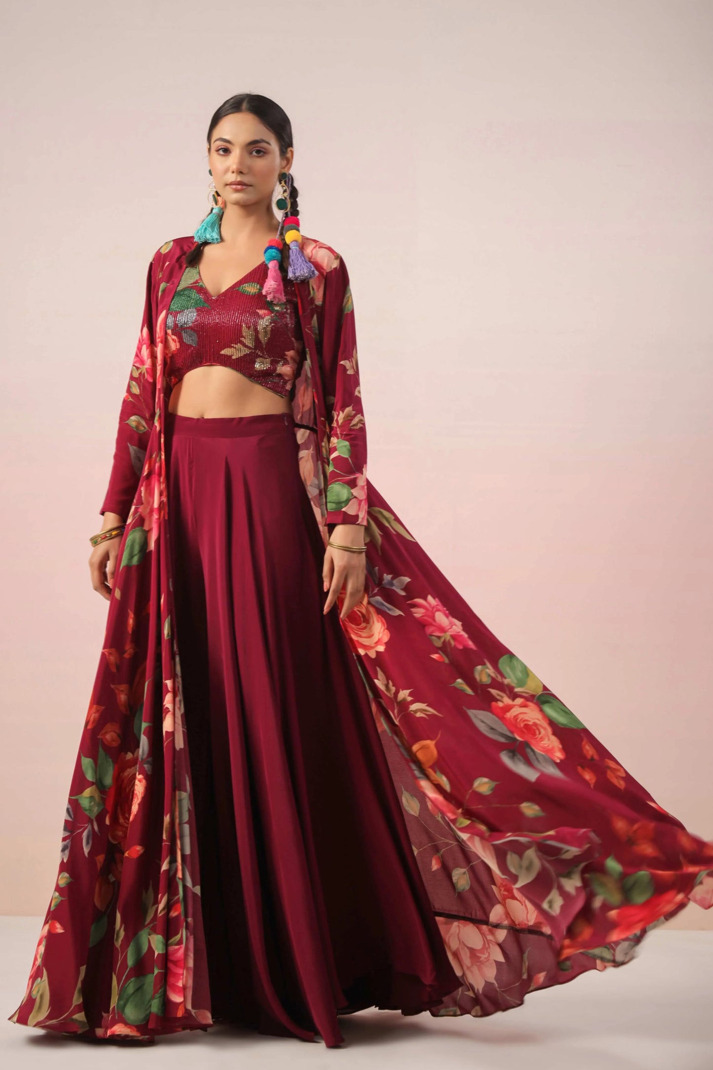 Full length Jacket Dress, Plazzo Pant and Sequinzed blouse