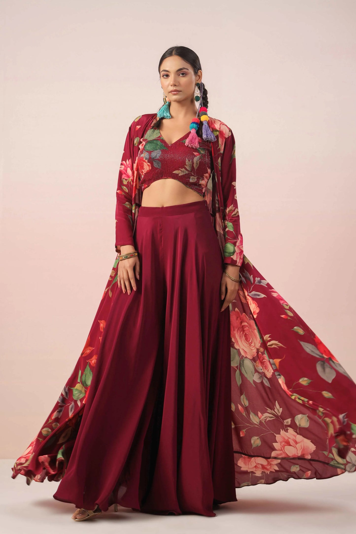 Full length Jacket Dress, Plazzo Pant and Sequinzed blouse