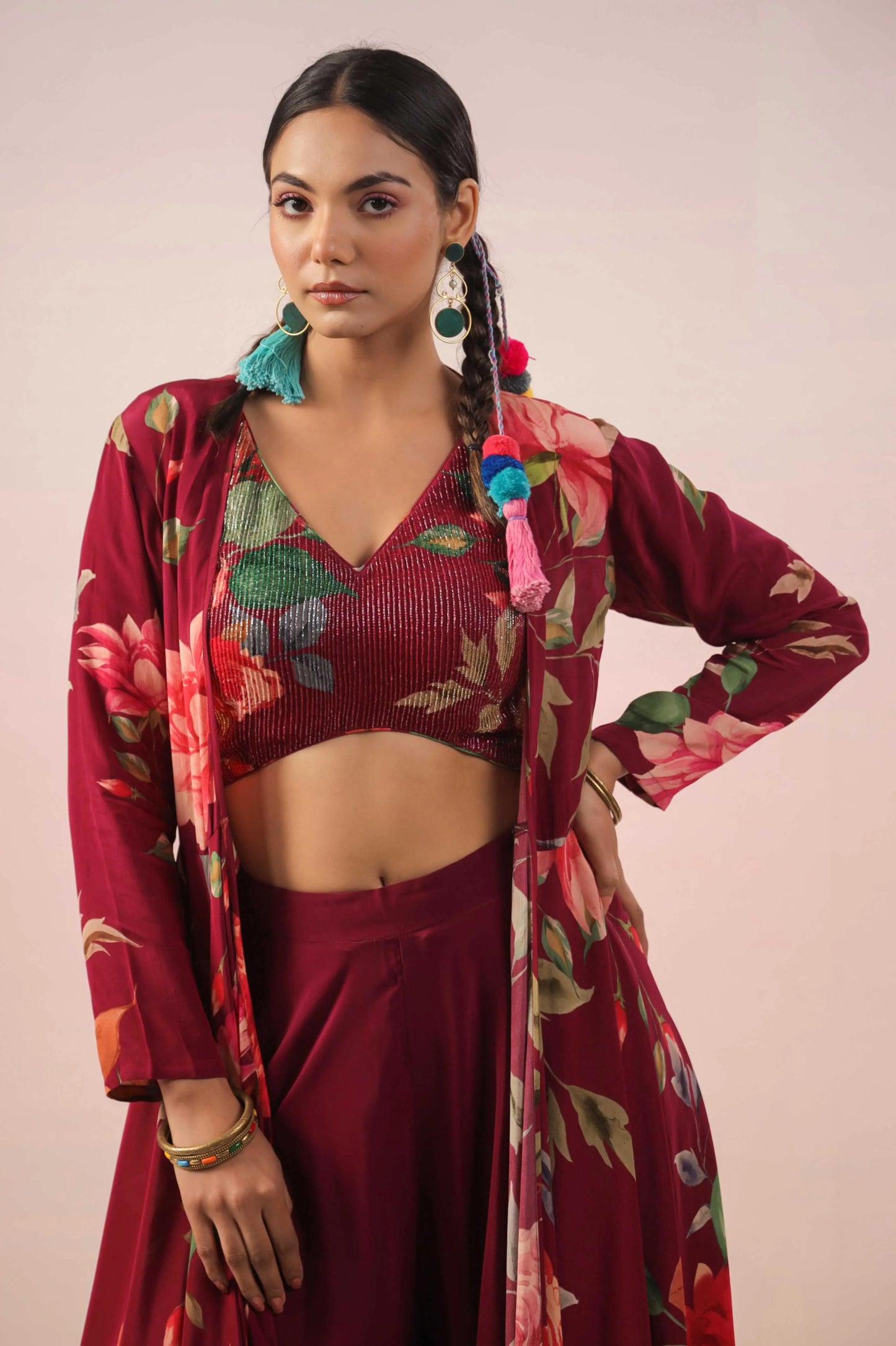 Full length Jacket Dress, Plazzo Pant and Sequinzed blouse