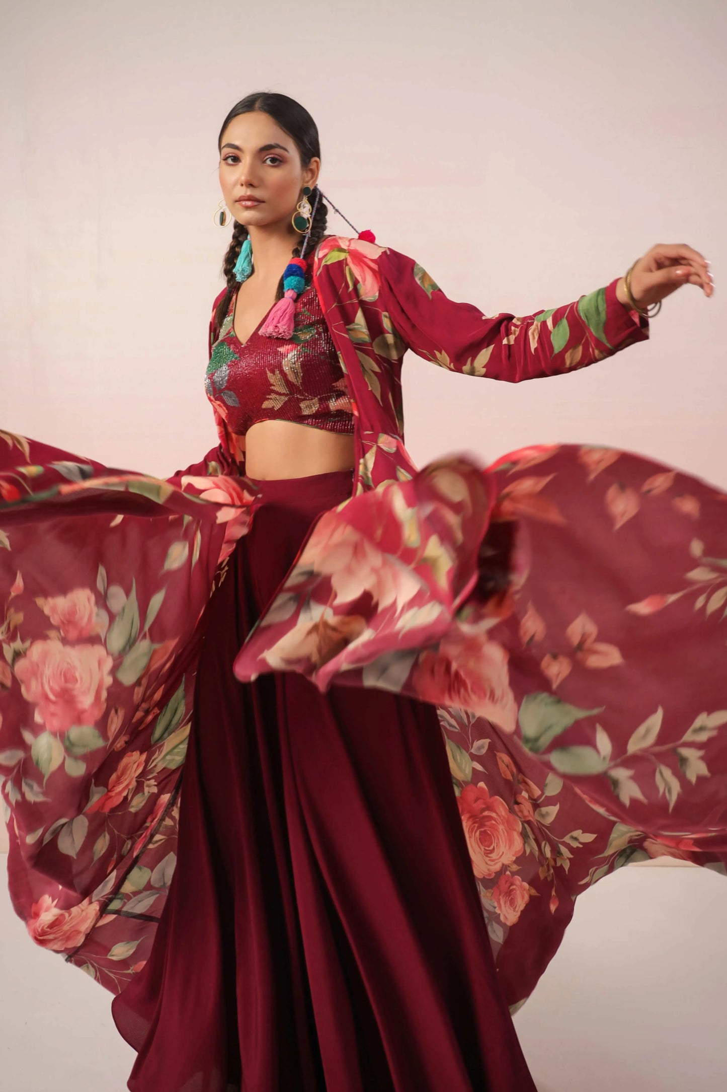 Full length Jacket Dress, Plazzo Pant and Sequinzed blouse