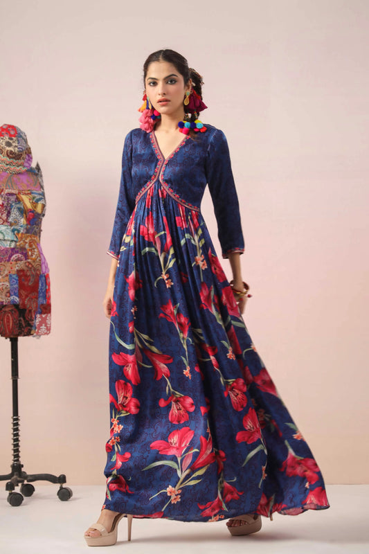 Full Length Floral Printed Dress