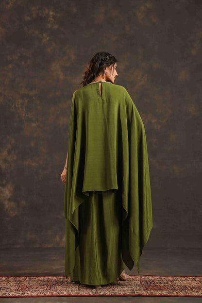 Flayered Top with Dhoti Pant Mehndi