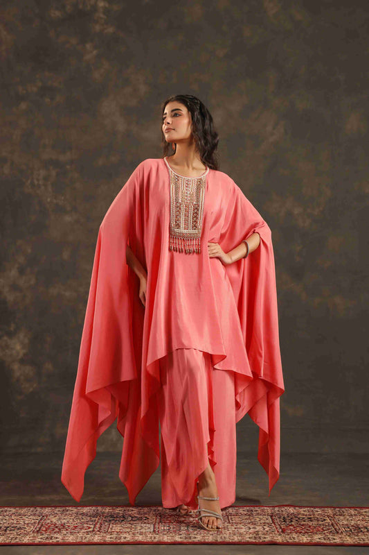 Flayered Top with Dhoti Pant Peach