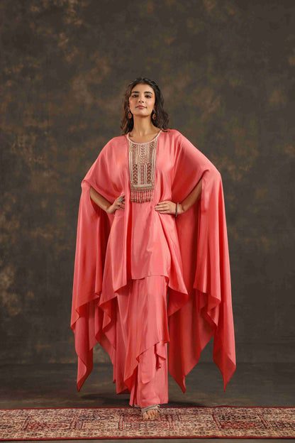 Flayered Top with Dhoti Pant Peach