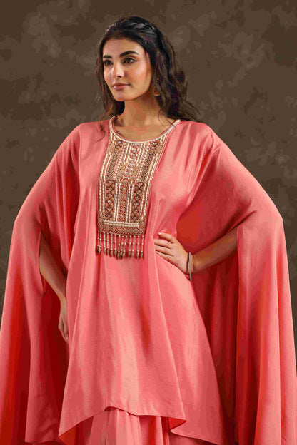 Flayered Top with Dhoti Pant Peach