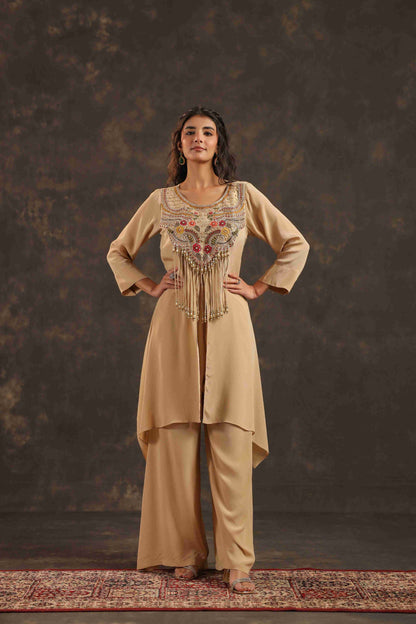 Long Kurti with Heavy Embeliished Yok Off White