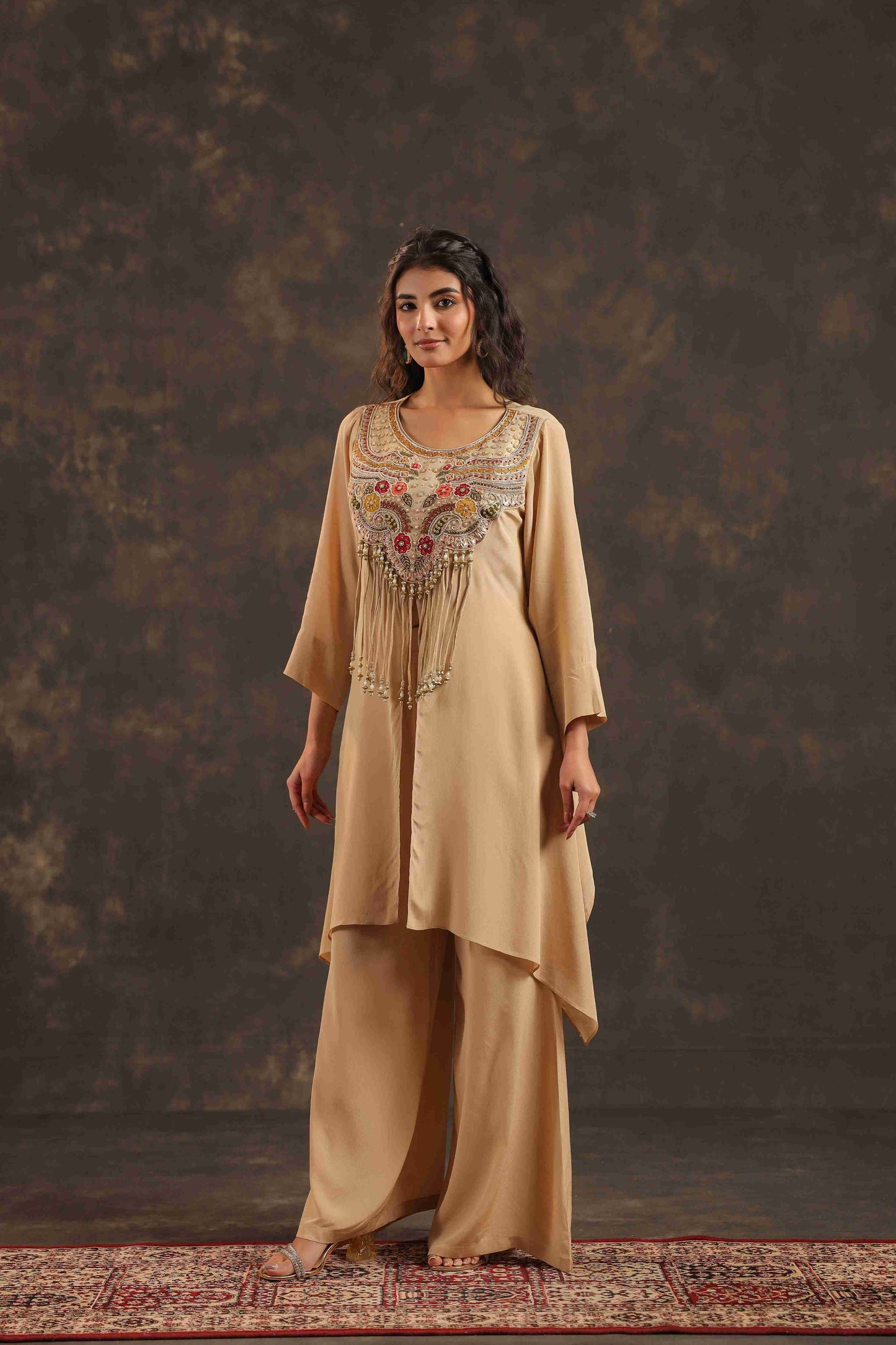 Long Kurti with Heavy Embeliished Yok Off White