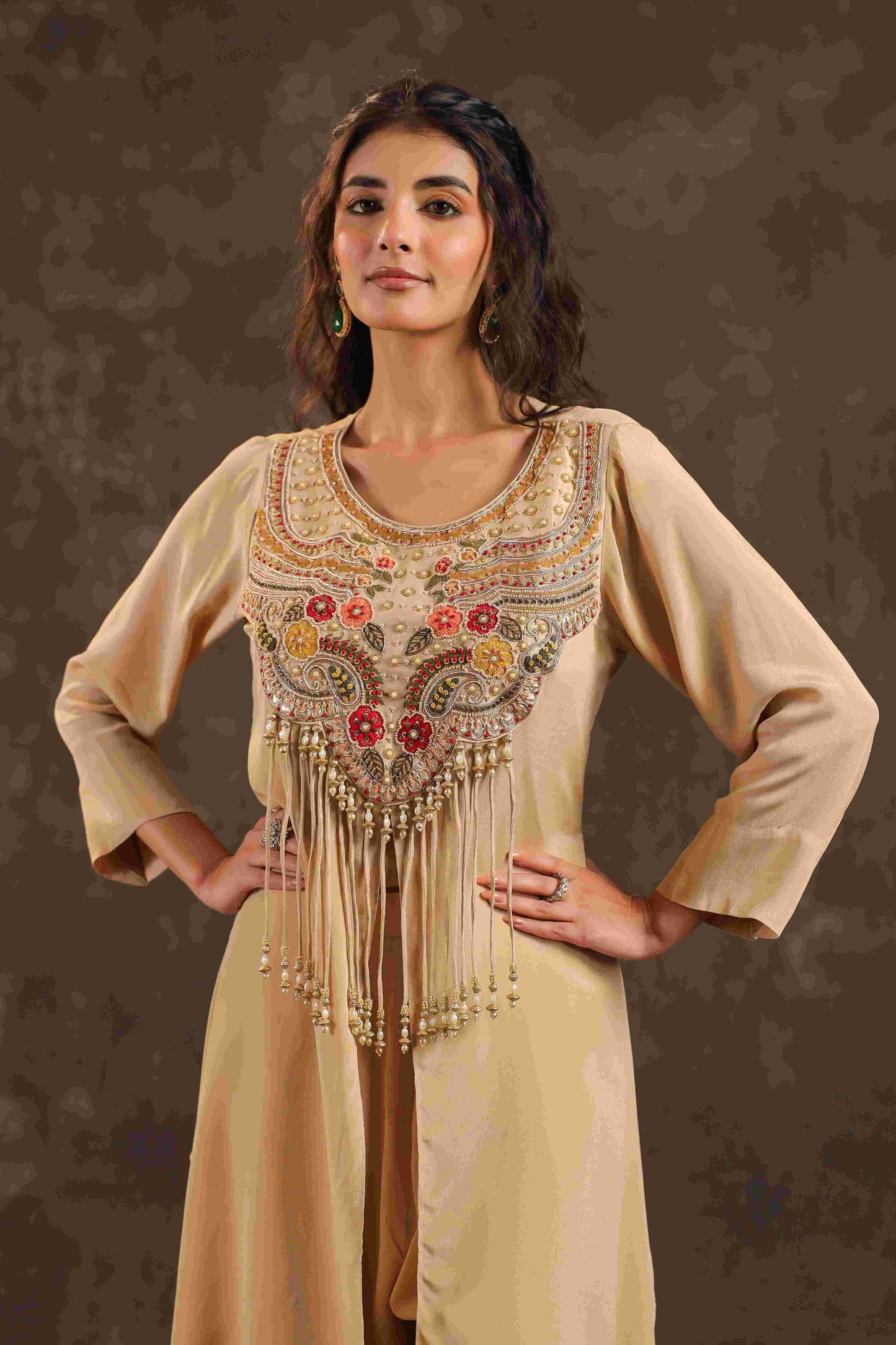Long Kurti with Heavy Embeliished Yok Off White