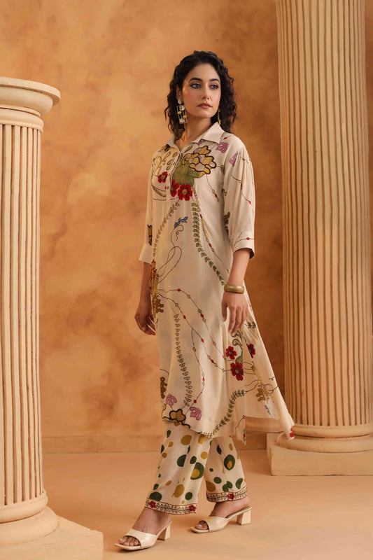 Kurat Set with Prinred Pant
