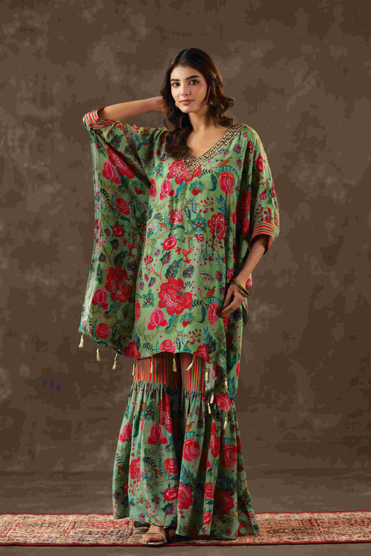 Printed Long Kurti with Sharara Pant