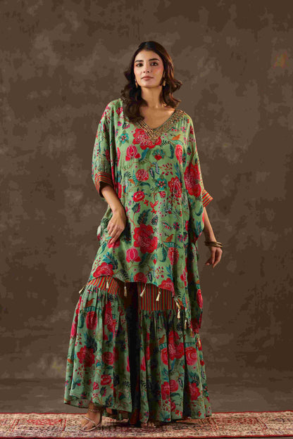 Printed Long Kurti with Sharara Pant