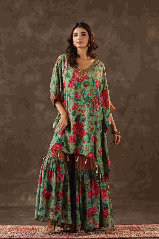Printed Long Kurti with Sharara Pant