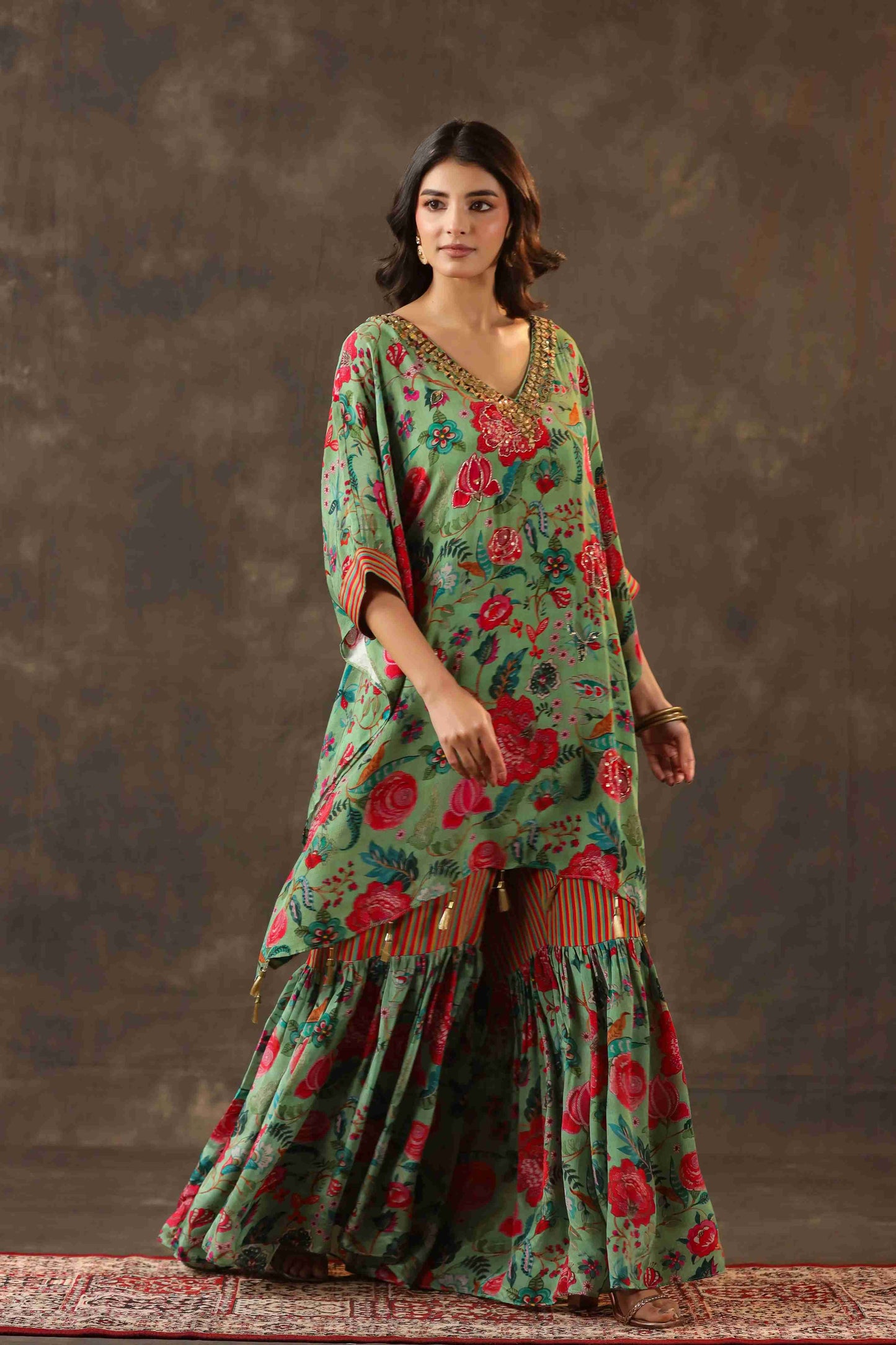 Printed Long Kurti with Sharara Pant