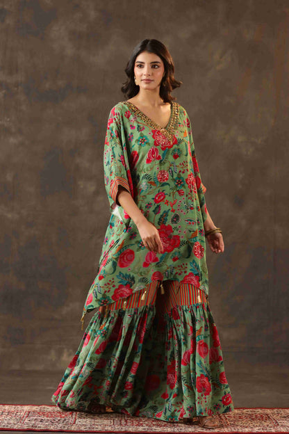 Printed Long Kurti with Sharara Pant